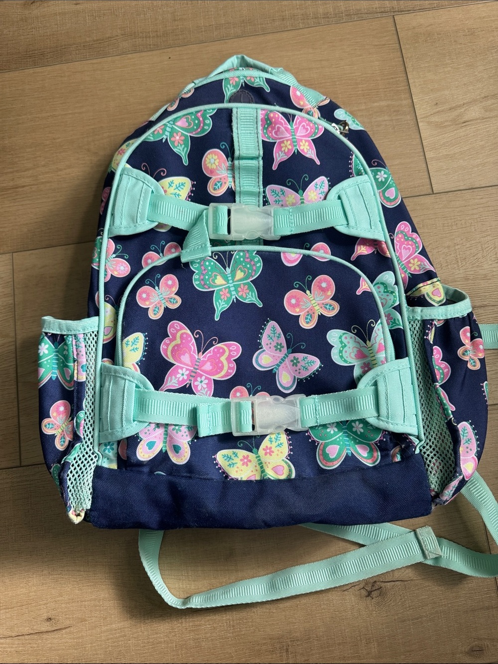 Pottery Barn Kids Navy Butterfly Backpack with Mint Trim - Standard Size